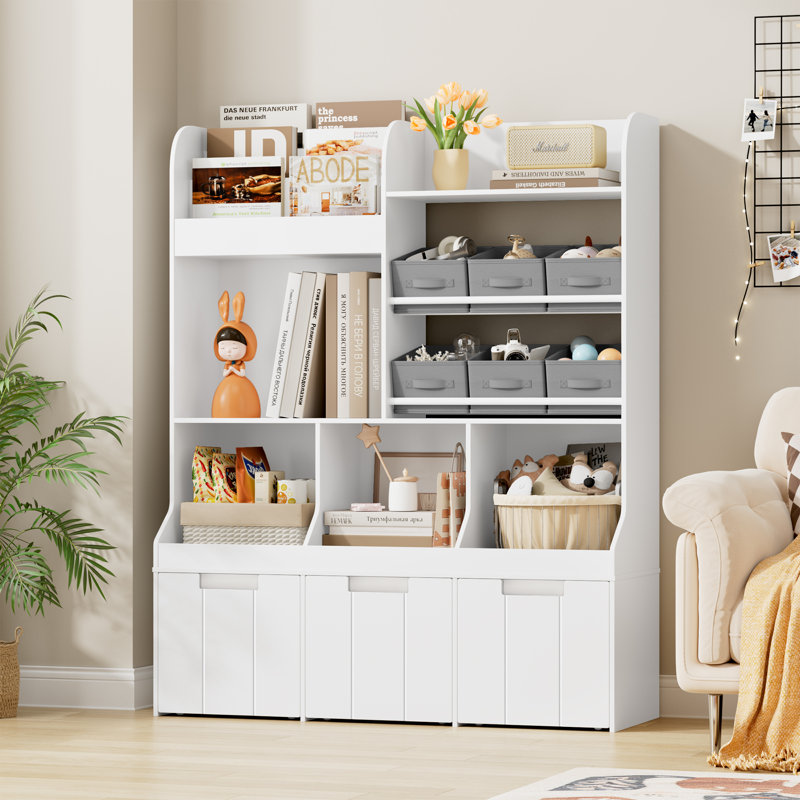 Toy Storage Organizer HOMCOM Kids Bookcase Multi-Shelf Book Rack