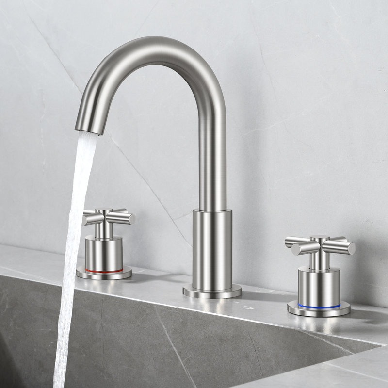 Robinet de salle de bain 3 trous HGN 8 pouces, robinet d'évier 2 poignées avec bonde escamotable, Nickel brossé