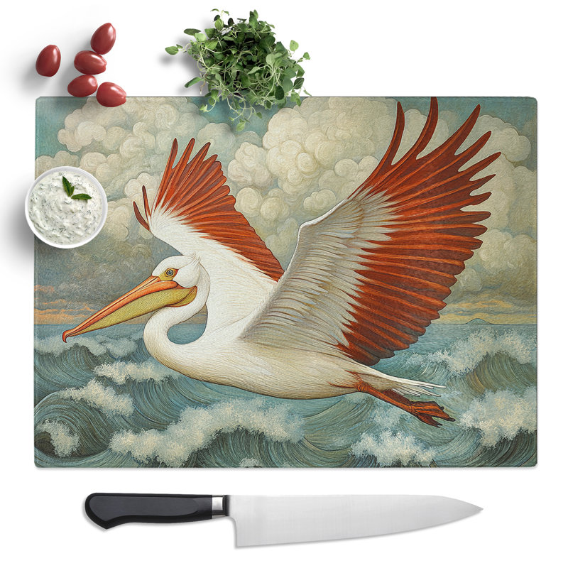 Pelican Artwork Bird  Glass Chopping Board