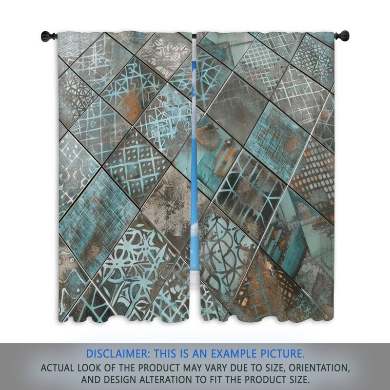 Rideaux de fenêtre avec motifs au pochoir, L 20 po x L 52 po