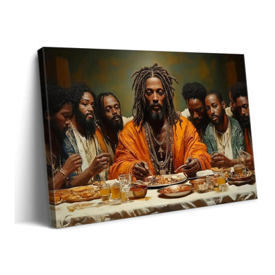 Modern Black Jesus Canvas Wall Art African American The Last Supper Painting Picture Wall Decor Black Man Christian Poster Print Artwork For Kitchen Dining Room Living Room Bedroom Home Decoration