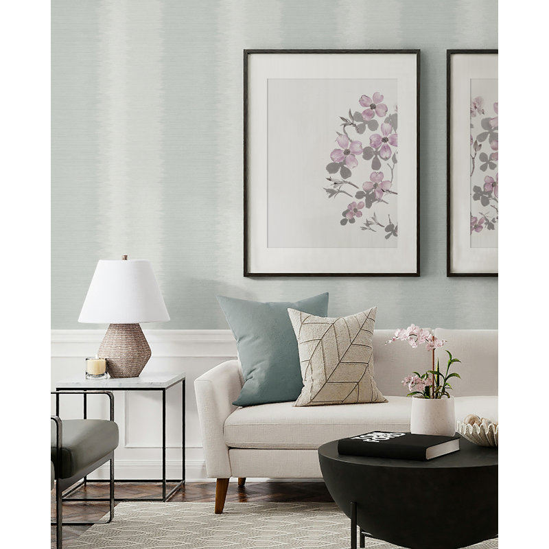Papier peint rayé naturel Seabrook Designs Amani, Fumée