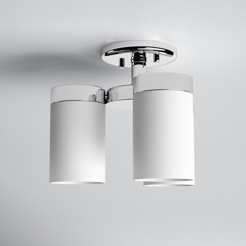 Preston Frosted Glass Semi Flush Mount, Polished Chrome