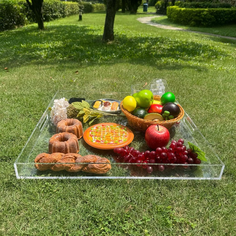 21”X21” Extra-Large Clear Acrylic Square Ottoman Tray Oversized ...