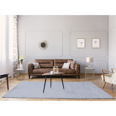 Tapis bleu/mauve à chevrons