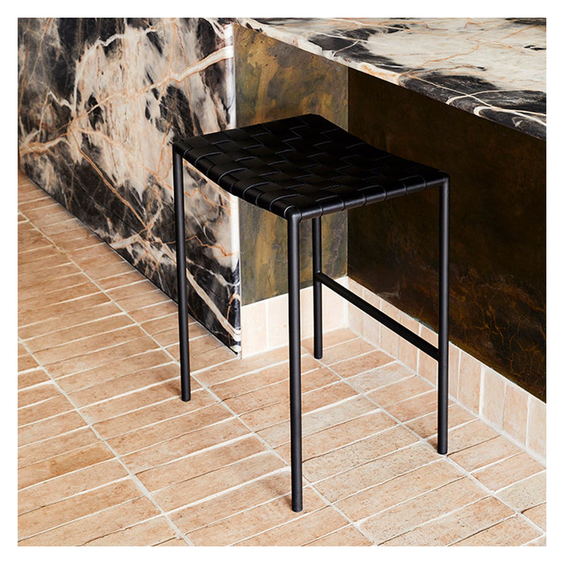 Laimonas Upholstered Counter Stool with Metal Frame, Black, Counter Stool (26" Seat Height)
