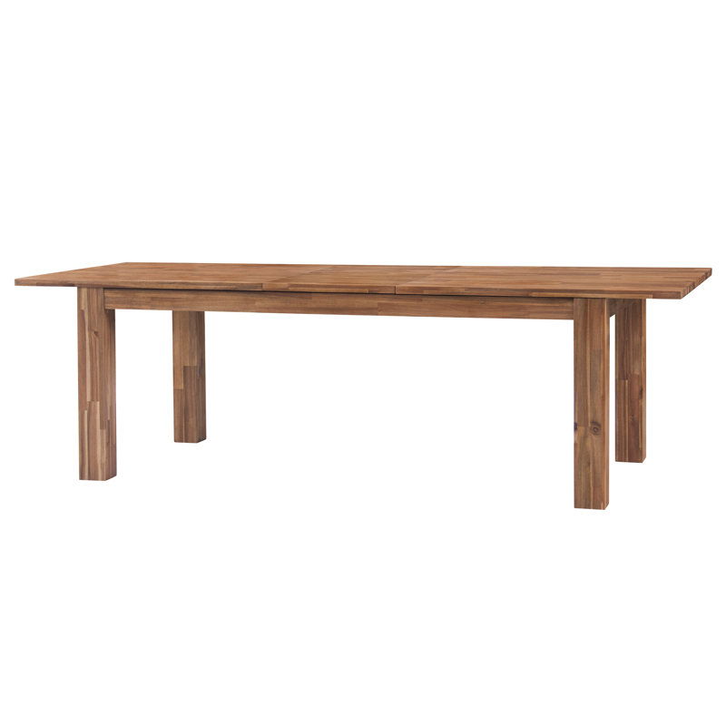 Bozrah Extendable Acacia Solid Wood Dining Table, Brushed Brown