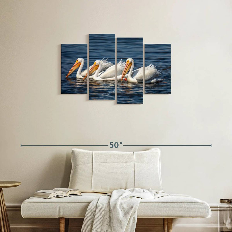 Bramic Ding Darling White Pelicans, H 22 po x l 36 po