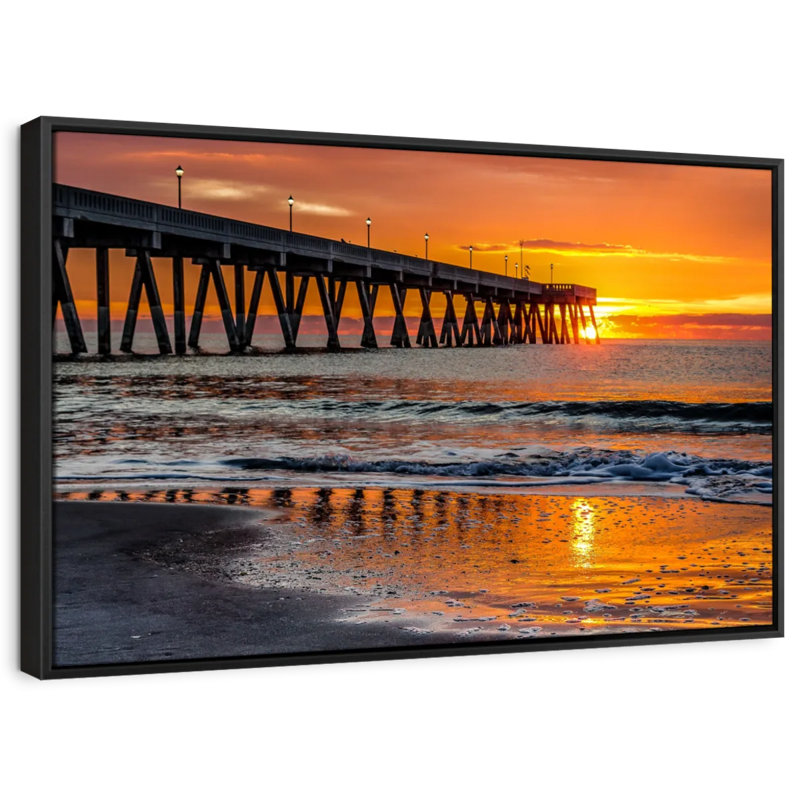 "Sunrise In Wrightsville Dock Art", H 9 po x l 13 po