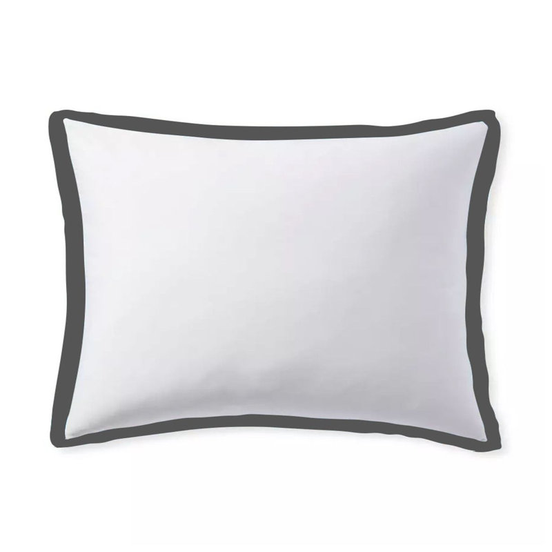 400TC Cotton Sateen Edge Border Frame Duvet Cover Set, California King Duvet Cover + 2 King Shams, White/Dark Gray