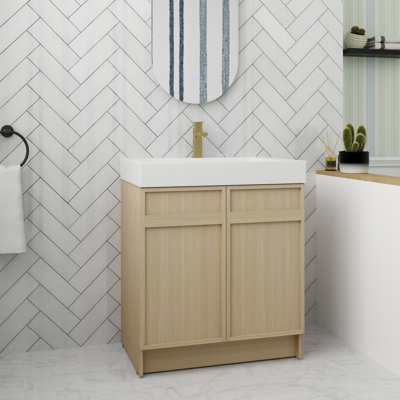 Bathroom Vanity With Sink In 30 Inch, Freestanding Bathroom Vanity With Soft Close Door
