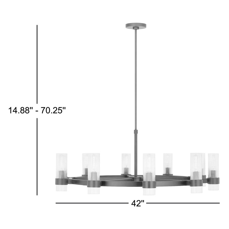 10 - Light Dimmable Wagon Wheel Chandelier, Burnished Brass