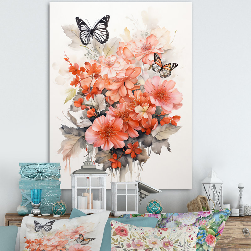 Art mural sur toile Corail, Toile tendue, H 32 po x l 16 po x P 1 po