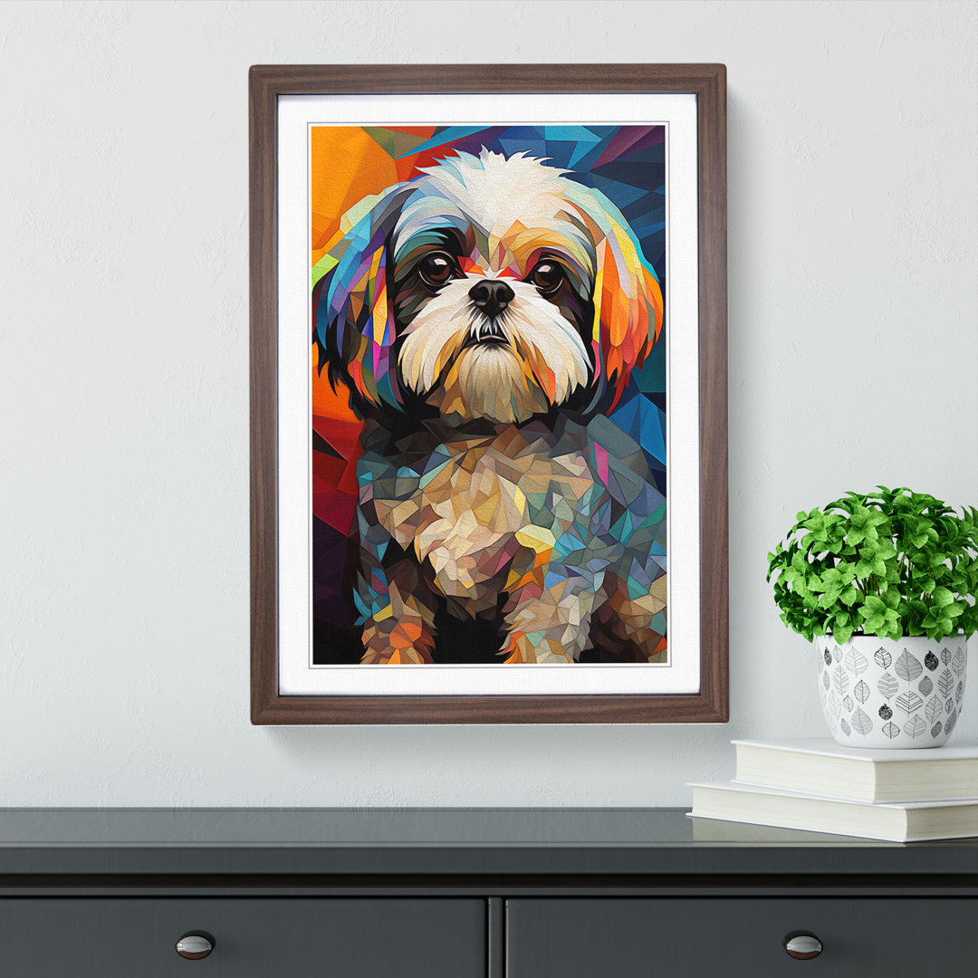 Shih Tzu Cubism - Framed Print
