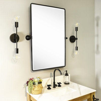 Woodvale Metal Framed Beveled Pivoting Wall Mirror