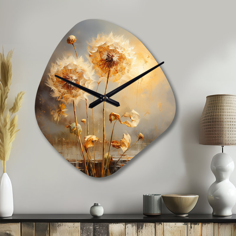Horloge murale en forme de pissenlit blanc avec impression romantique romantique I - pissenlit blanc, Petit