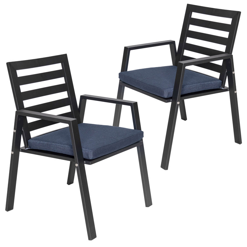 Ensemble de 2 fauteuils de patio Letendre, Bleu anthracite, Ensemble de 2