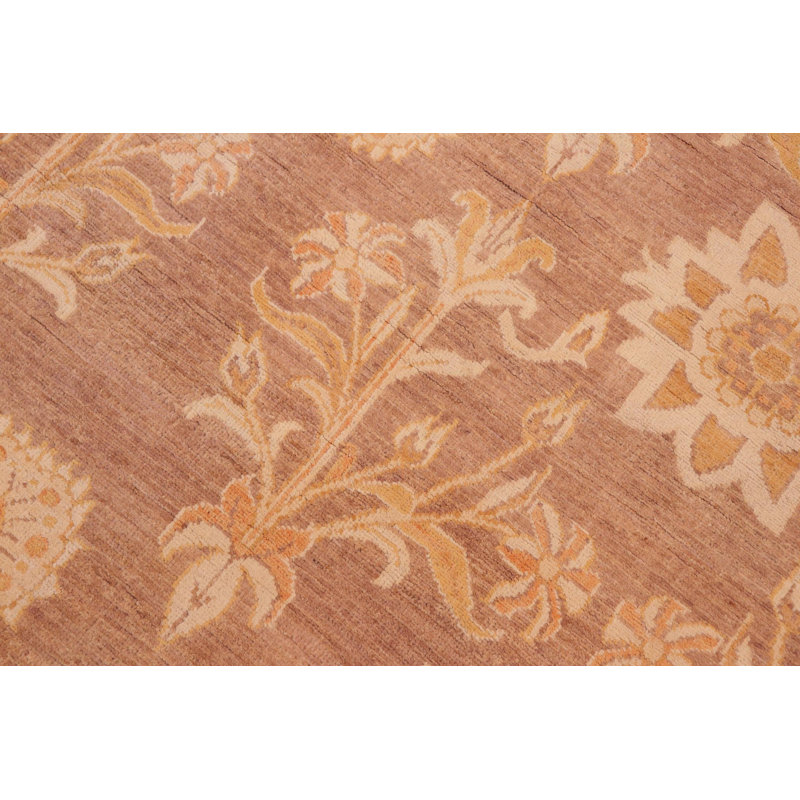 Tapis taupe / beige en laine noué à la main 6 pi 2 po x 8 pi 1 po Broadnax
