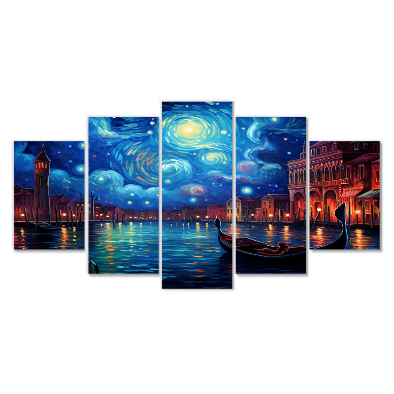 Ensemble de 5 décorations murales Corkran - Venise, H 32 po x l 60 po