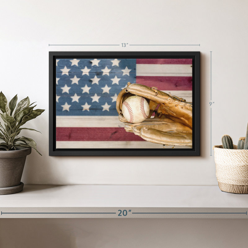 Drapeau américain rétro et impression sur toile de baseball, H 9 po x l 13 po