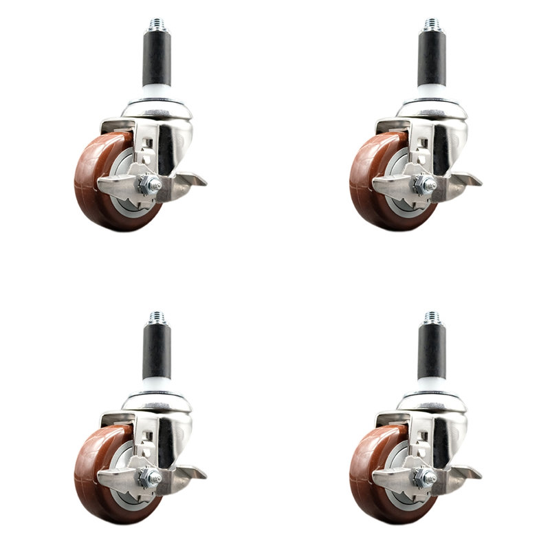 Roulettes pivotantes en poly, Marron
