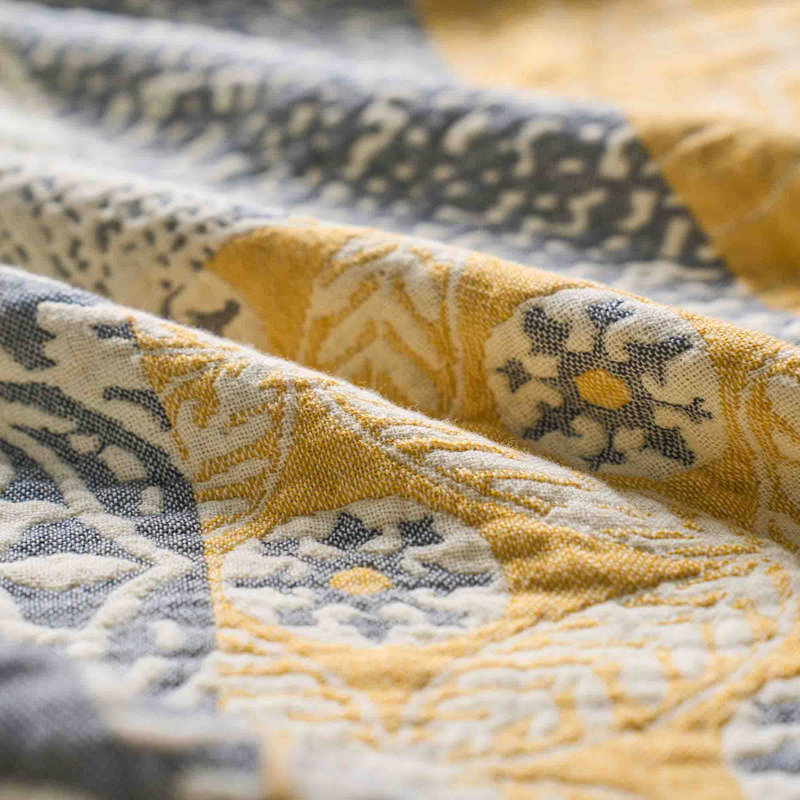 Jeté 100% coton Boho, Paisley Garden Yellow