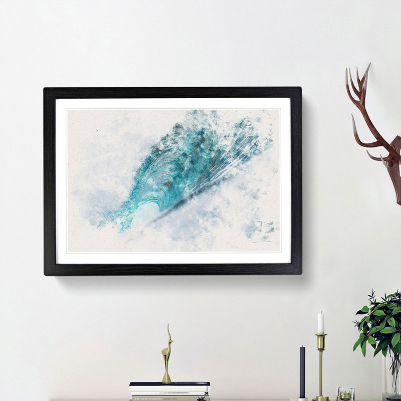 Curve of the Ocean Wave - Picture Frame Painting Print, 45cm H x 63cm W x 2cm D, Black Framed