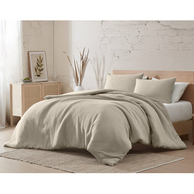 Cotton Waffle Sage Comforter Cover Set 4 Pc 