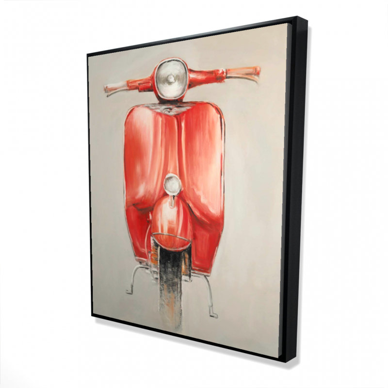 Small Red Moped Print On Canvas