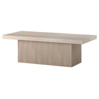 47.5" Wide Coffee Table with Fluted Pedestal Base — Alder White Scandinavian MDF Center Table for Living Room | Karyme