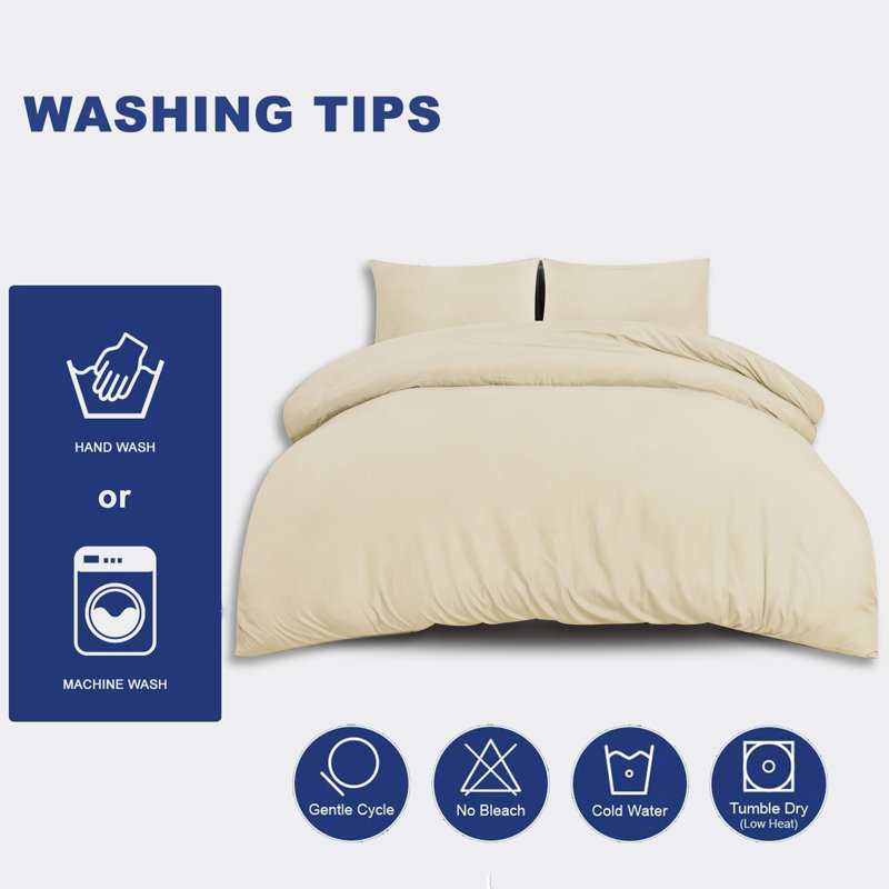 Jermelle Microfiber Solid Colour Duvet Cover Set with Pillowcases Included, Beige