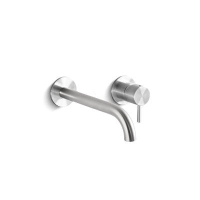 Acquaco Linki Deco Wall Mount Two-Hole Single Handle Bathroom Lavatory Faucet with 6-3/4'' Spout Reach