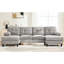 Meuble modulaire en U en chenille grise avec méridiennes doubles, options de rangement et coussins d'accoudoirs pour le plaisir du salon-1871395634-1871395632