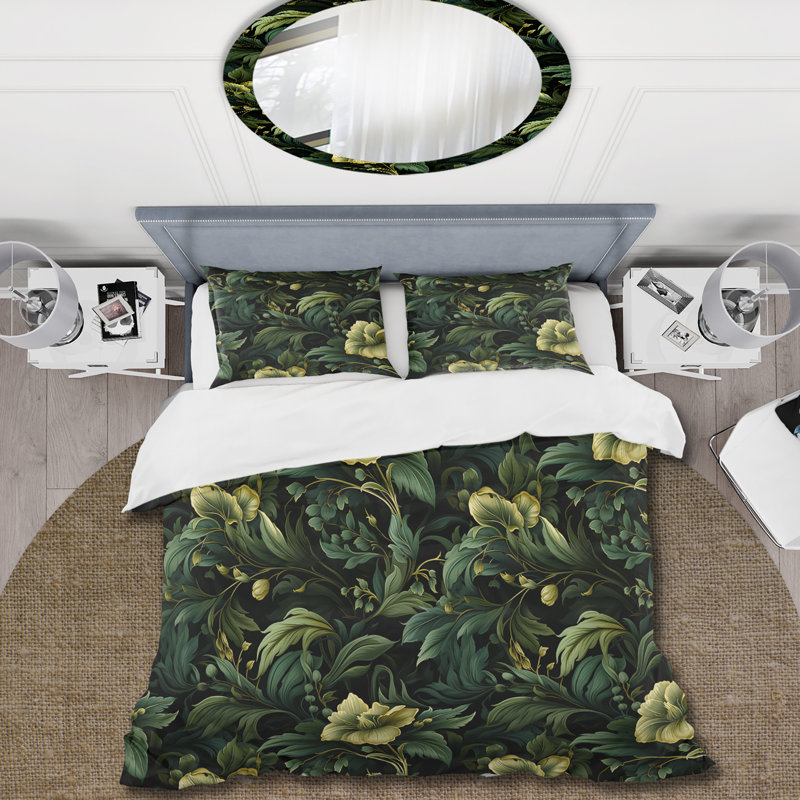 Literie Victorian Stealth Flowers IV, Housse de couette pour grand lit et 2 taies décor