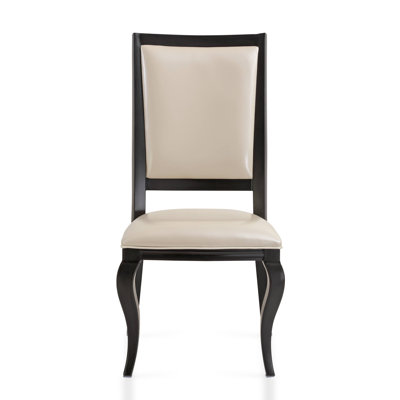 Leisuremod Madera Modern Dining Side Chair Walnut Finish Aluminum Frame White Leather Upholstered Solid High Back Armless Kitchen Chair