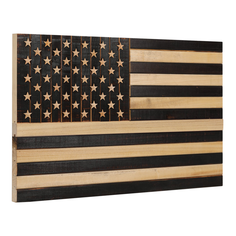 Décoration murale drapeau américain, Noir, H 38 po x l 72 po x P 0,8 po