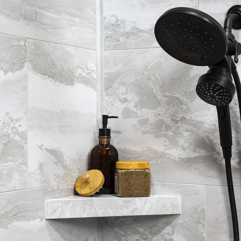 Iced Pewter Vinyl Waterproof Corner Shower Shelf