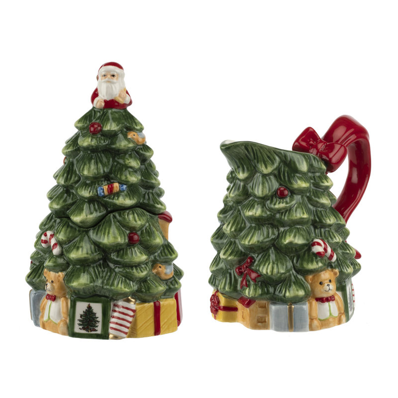 Spode Christmas Tree Tree Cream & Sugar Bowl Set