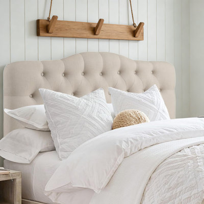 Tufted Upholstered Headboard, Solid Wood Head Board with Wood Legs, Adjustable Height Bed headboard Fabric Headboard in Modern Button Design by Lark Manor