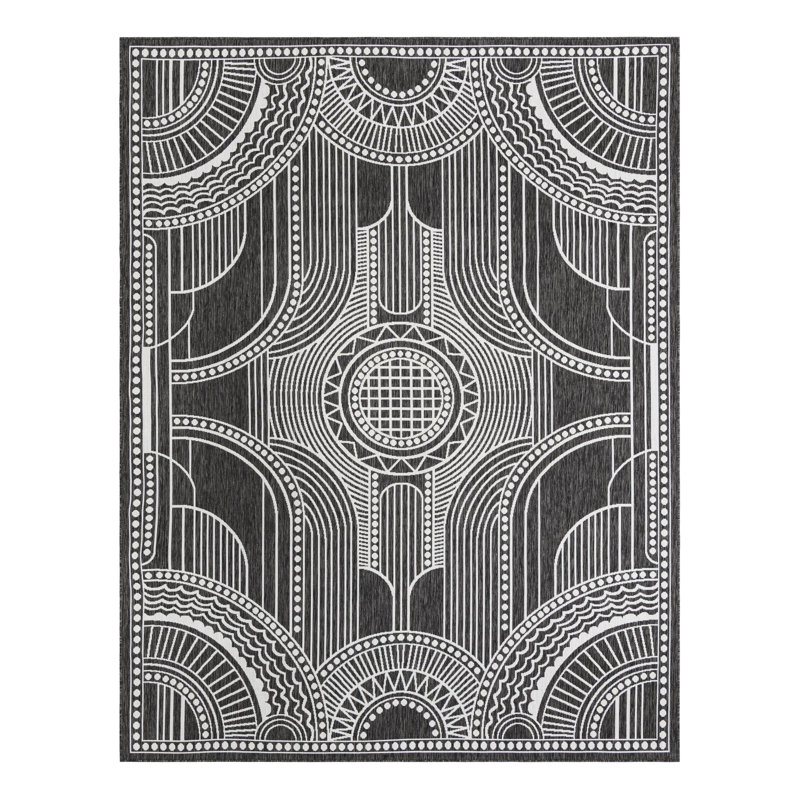 Geometric Indoor / Outdoor Rug, Rectangle 9' x 12'