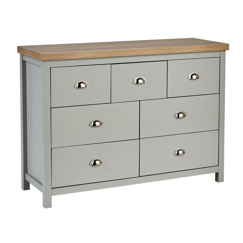 Washtenaw 7 Drawer Chest Bedroom Storage Unit, Grey/Oak