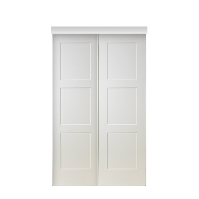 Porte de placard coulissante préfinie 1/2 panneau blanche 1/2 po, 48 po x 80 po 