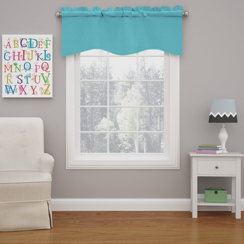 Turquoise Scalloped Rod Pocket Energy Efficient Valance