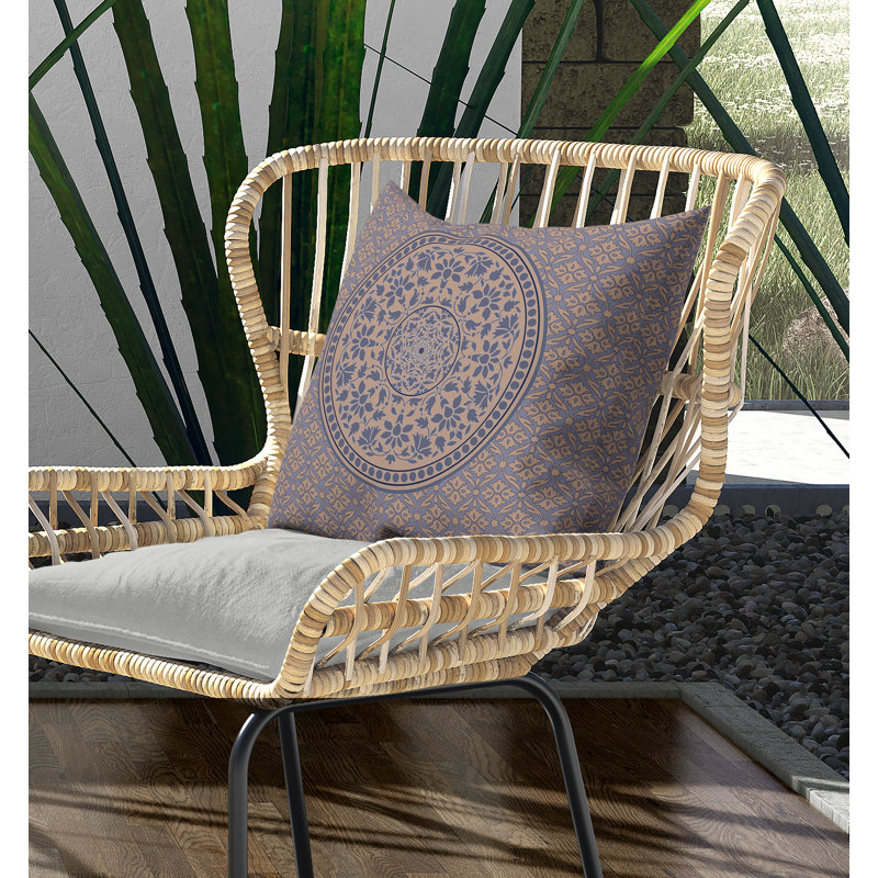 Oreiller circulaire complexe de mandala, H 26 po x l 26 po, Bleu / rose