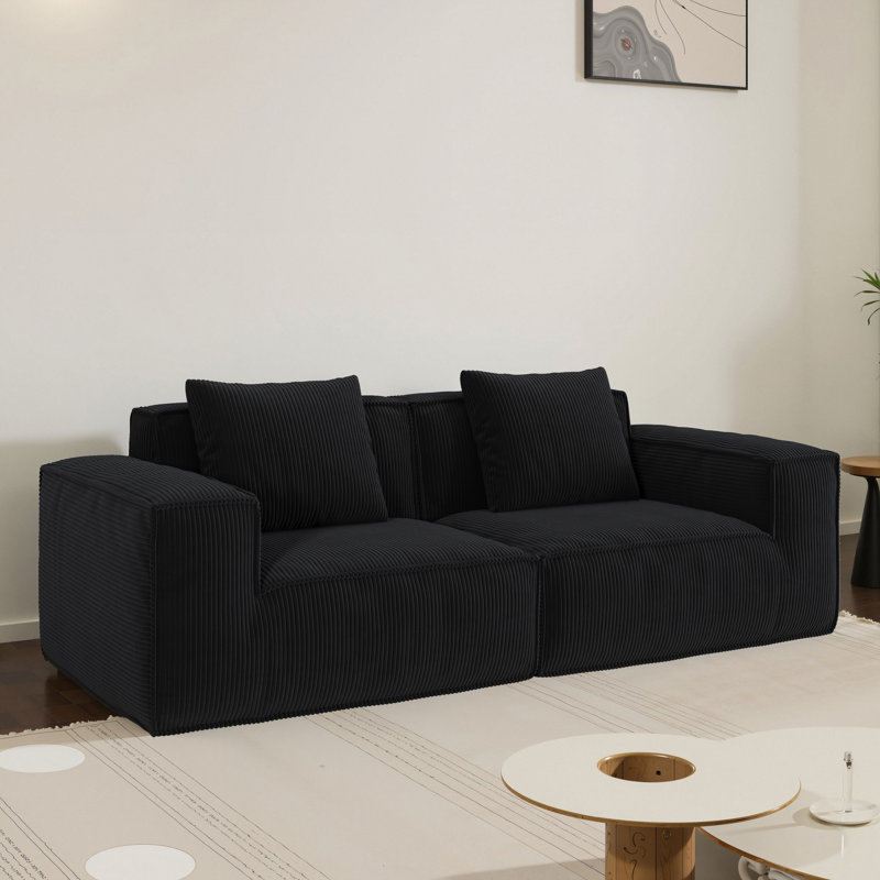 Canapé modulaire modulaire à conversion libre, 2, H 28,3 po x l 86,6 po x P 39,4 po, Noir, noir, noir, noir
