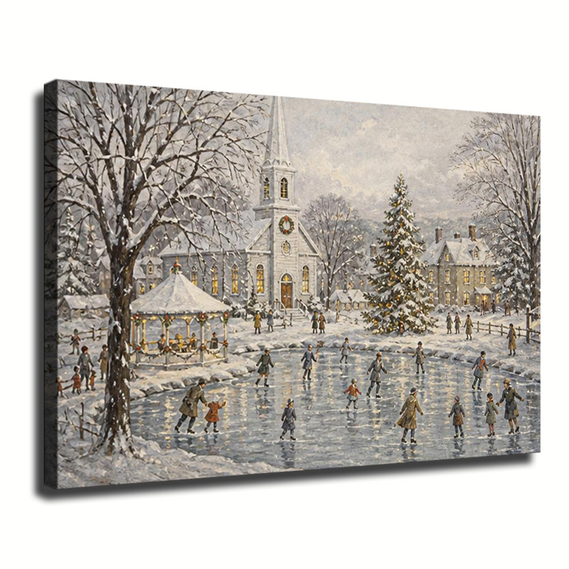 Art mural sur toile Winter Village, 20 x 24 po