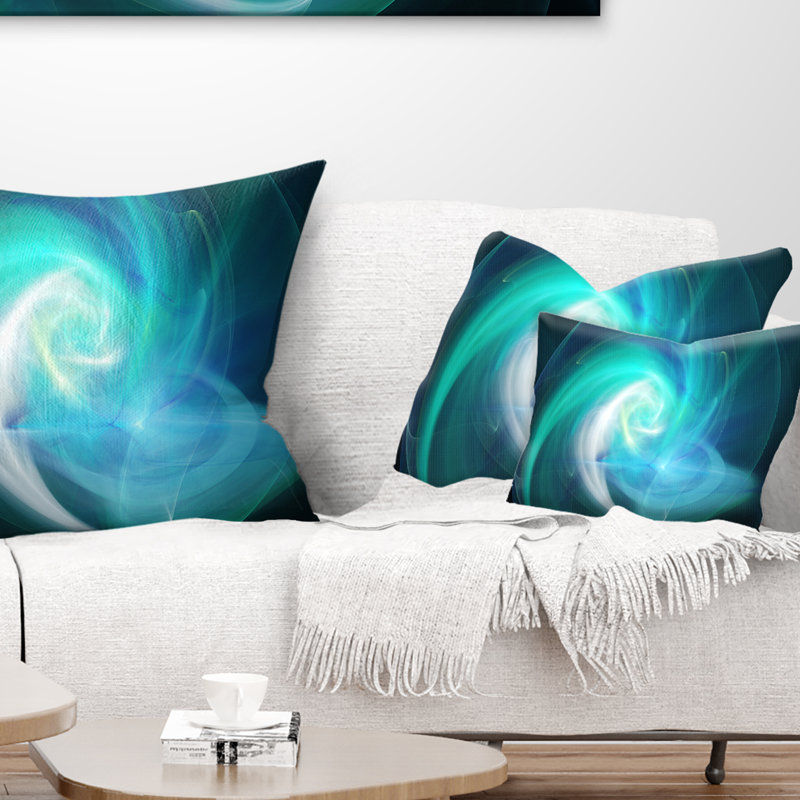 Blue Fractal Abstract - Coussin décoratif à imprimé abstrait