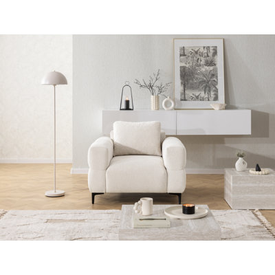 Armchair Cardea With optic In Soft Textured Fabric And High Seating Comfort