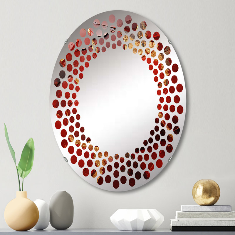 Red Agate Spiritual Courage - Polka Dot Wall Mirror|Oval, 29,5 po x 19,6 po