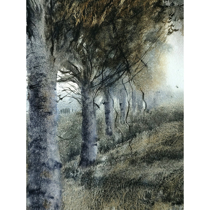 Famille d'arbres | Aquarelle sur papier | Peinture pour décoration murale